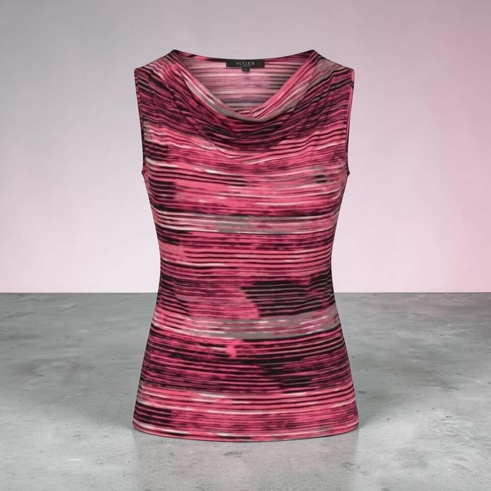 Kasper Sleeveless Jacquard Knit Tank Top Size M Pink Perfection Multi